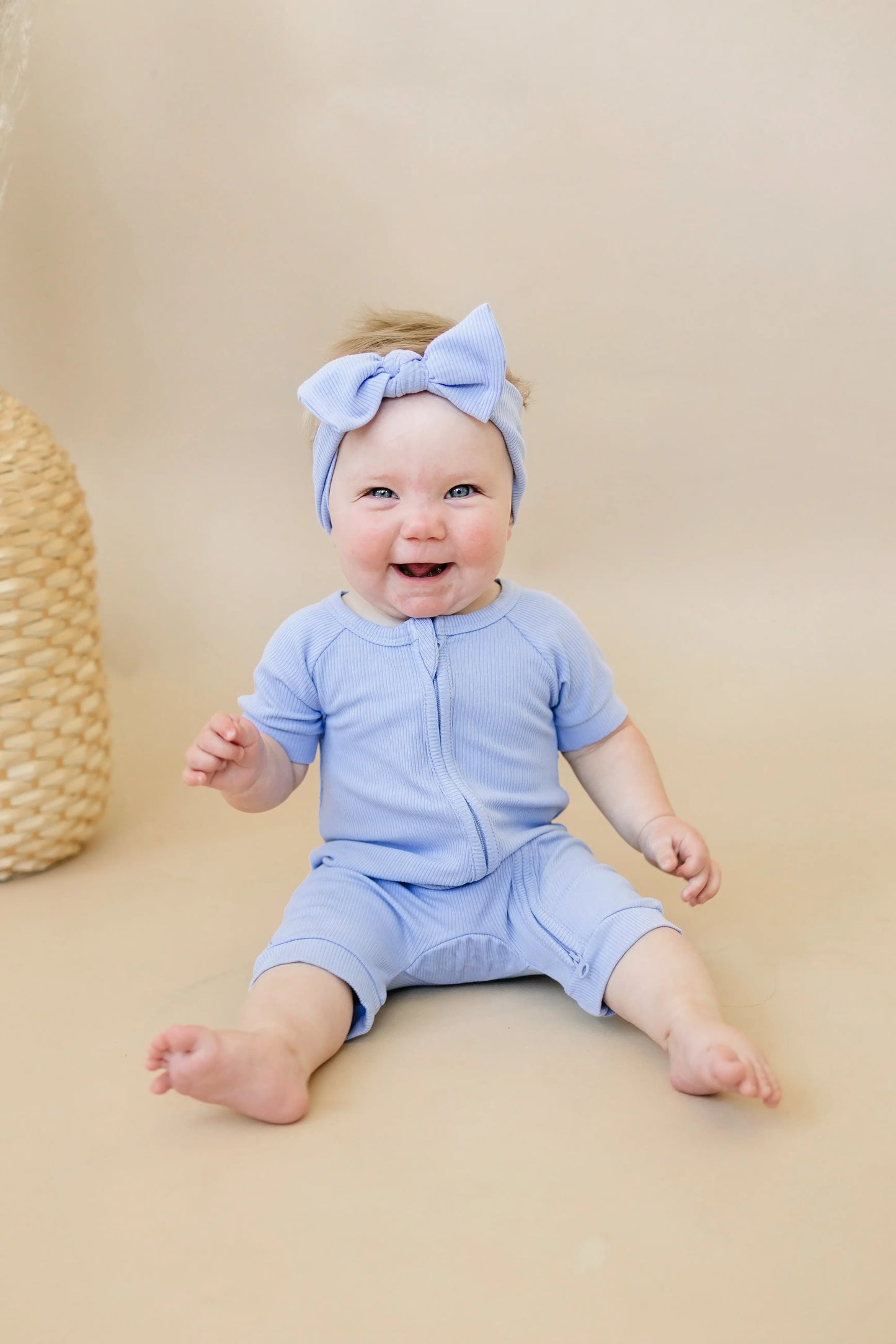 Solid Ribbed Bamboo Shorty Romper for Babies Everyday Wear Little Joy Co. Everetts Place: Online Boutique