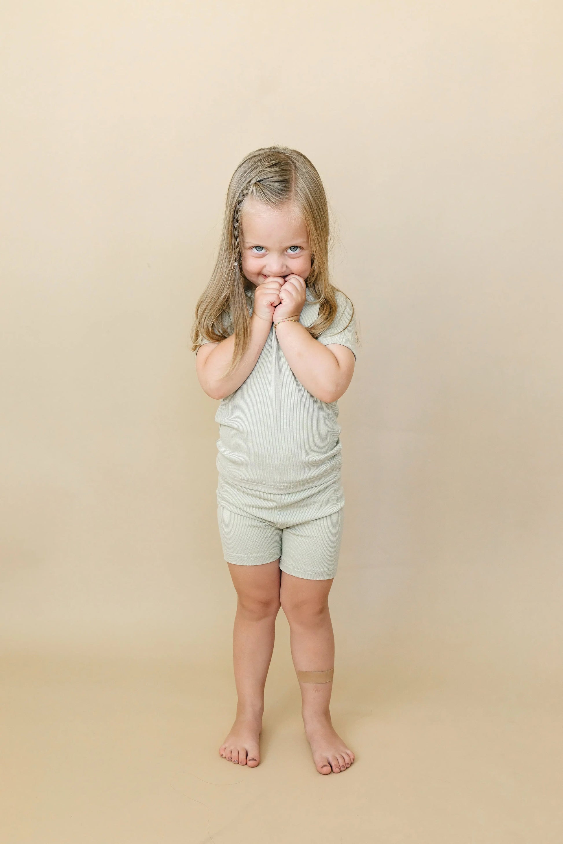 Solid Ribbed Bamboo Two Piece Pajamas For Toddlers Little Joy Co. Everetts Place: Online Boutique