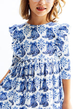 Southern Belle 3/4 Sleeve Ruffle Twirl Dress For Girls - Everetts Place Boutique - 