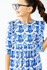 Southern Belle 3/4 Sleeve Ruffle Twirl Dress For Girls - Everetts Place Boutique - 