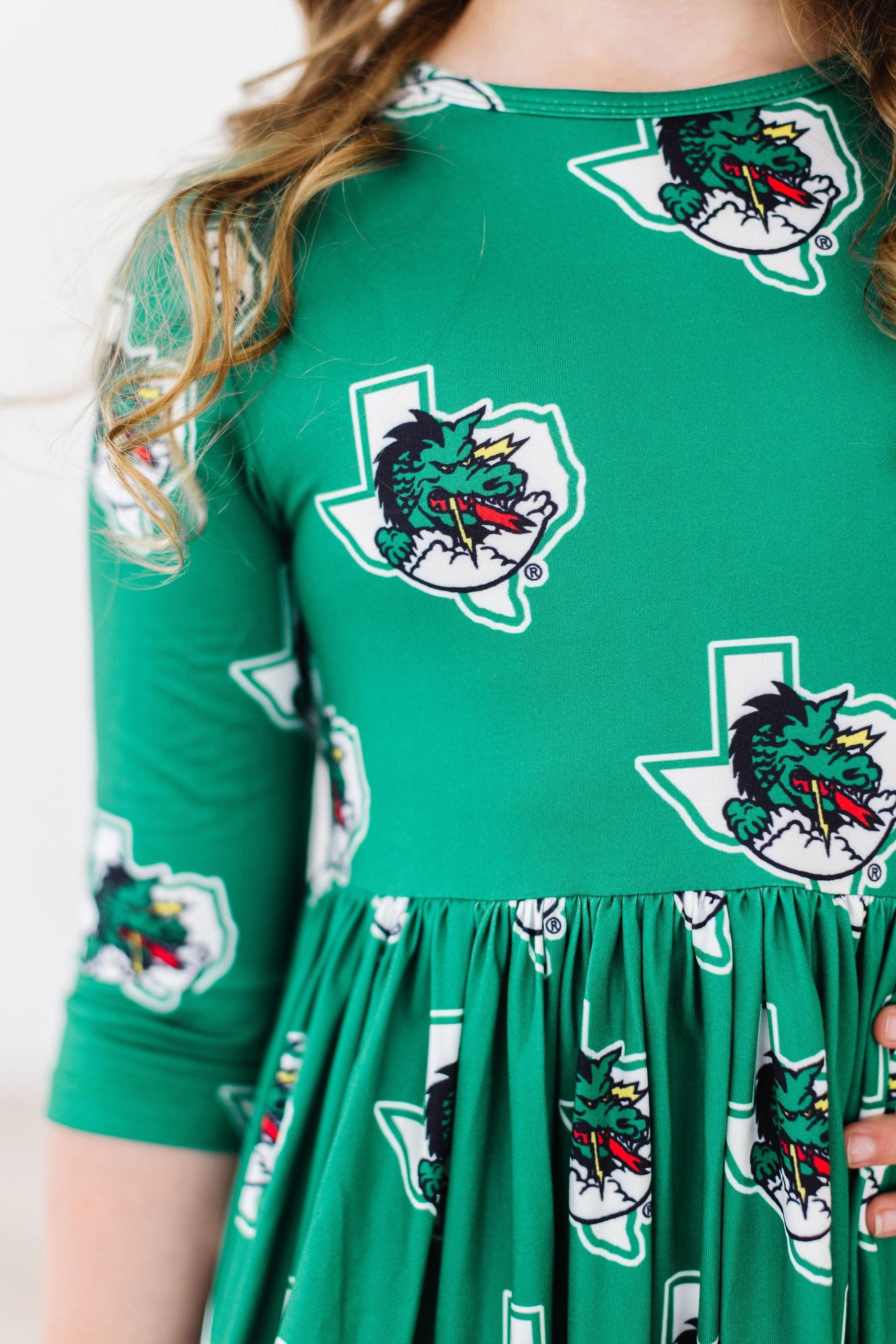 Southlake Carroll Dragons 3/4 Sleeve Pocket Twirl Dress by Mila & Rose ®