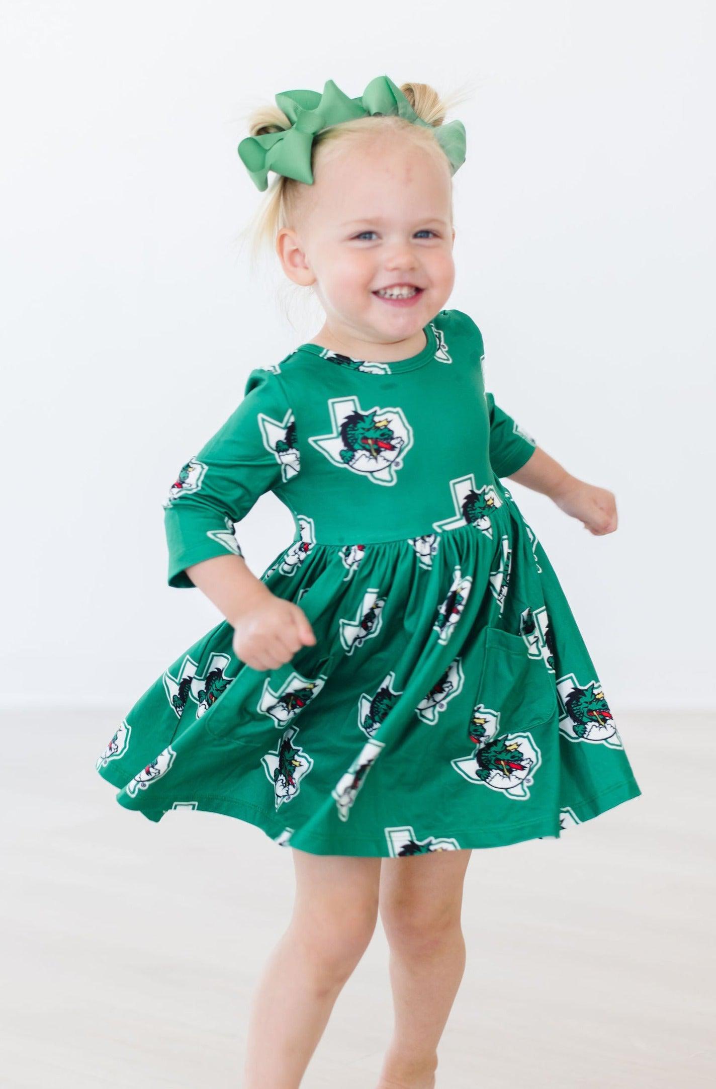 Southlake Carroll Dragons 3/4 Sleeve Pocket Twirl Dress by Mila & Rose ®