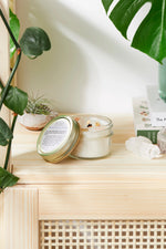 Space Clearing Intention Candle With Crystals Organic Soy Butter Me Up Organics 