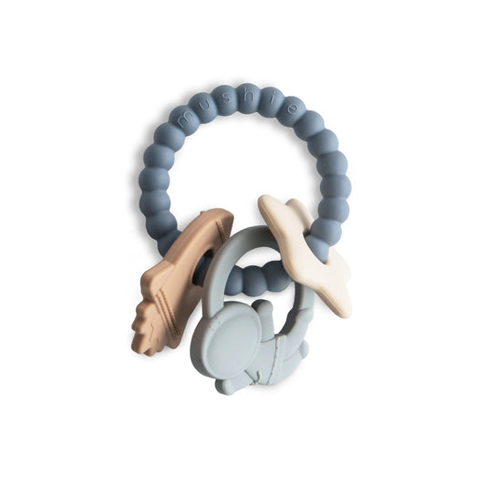 Space Teething Ring for Babies with Textured Moon and Star Shapes Made from 100 Percent Food Grade Silicone Mushie Everetts Place: Online Boutique