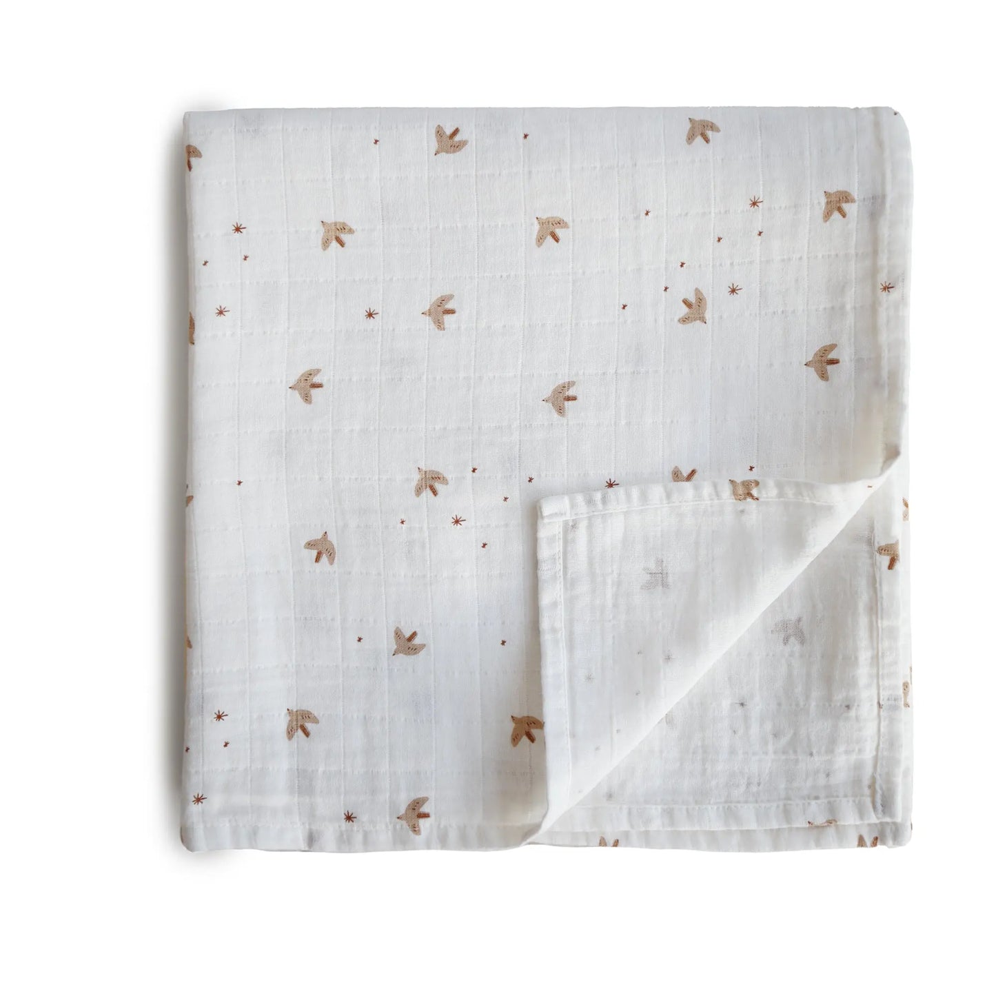 Organic Cotton Muslin Swaddle Blanket for Baby Cuddling and Nursing Mushie