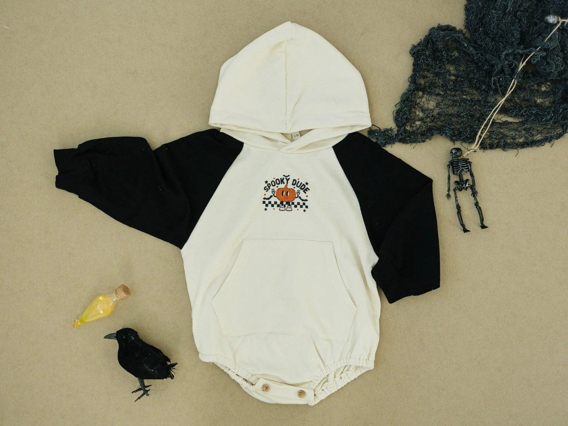 Spooky Dude Hooded Sweatshirt Romper Little Joy Co. Everetts Place: Online Boutique