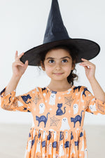Spooky Kitty Three Quarter Sleeve Twirl Pocket Dress Mila & Rose ® Everetts Place: Online Boutique