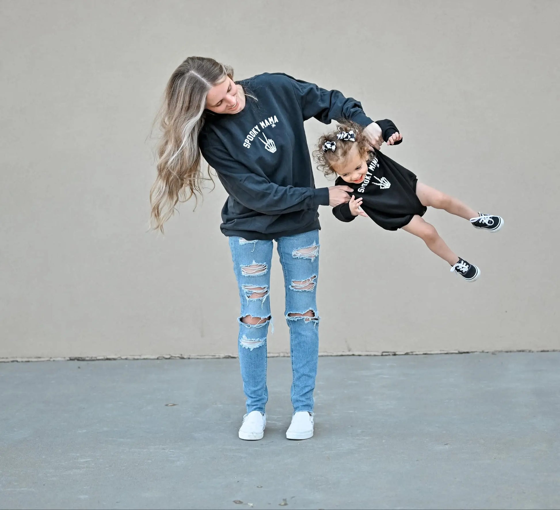 Spooky Mini Skeletons Sweatshirt Romper With Snap Closure Little Joy Co. Everetts Place: Online Boutique