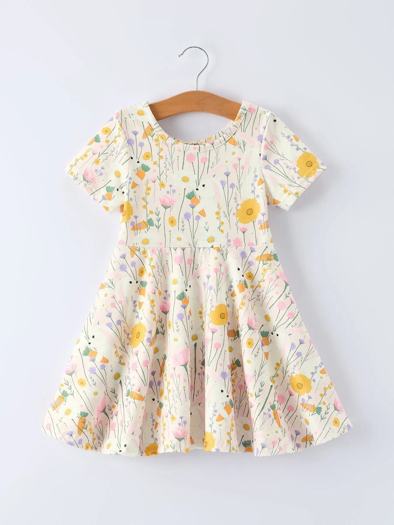Rylee Faith Designs Spring Bunny Yellow Floral Girls Dress - 
