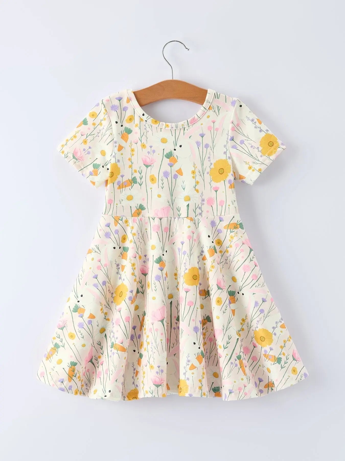 Rylee Faith Designs Spring Bunny Yellow Floral Girls Dress - 