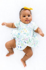 Spring Dandelion Floral Short Sleeve Twirl Bodysuit - Everetts Place Boutique - 