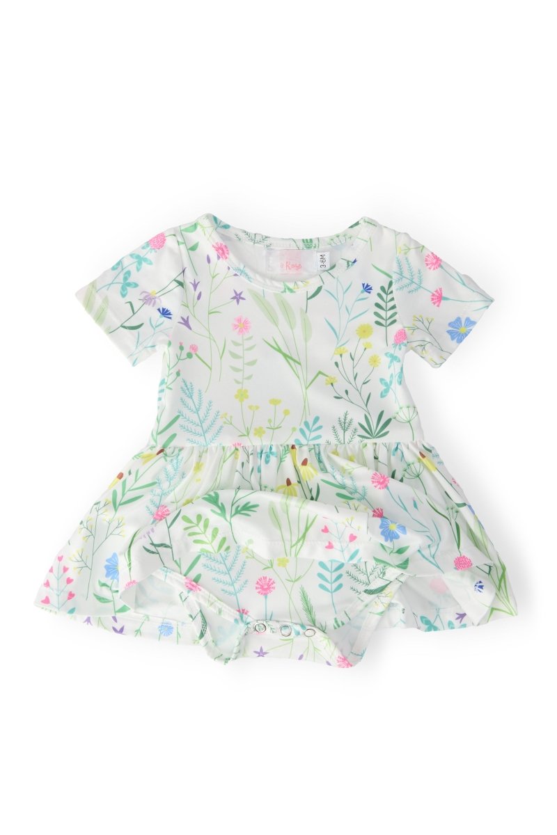 Spring Dandelion Floral Short Sleeve Twirl Bodysuit - Everetts Place Boutique - 