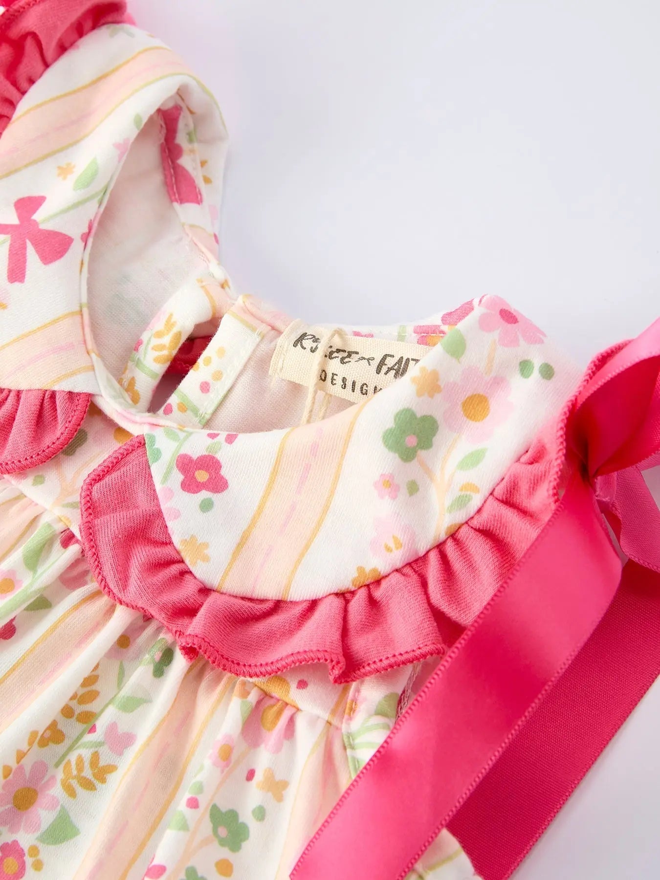 Rylee Faith Designs Spring Floral Bow Ruffle Girl Bloomer Set - 