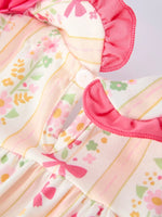 Rylee Faith Designs Spring Floral Bow Ruffle Girl Bloomer Set - 