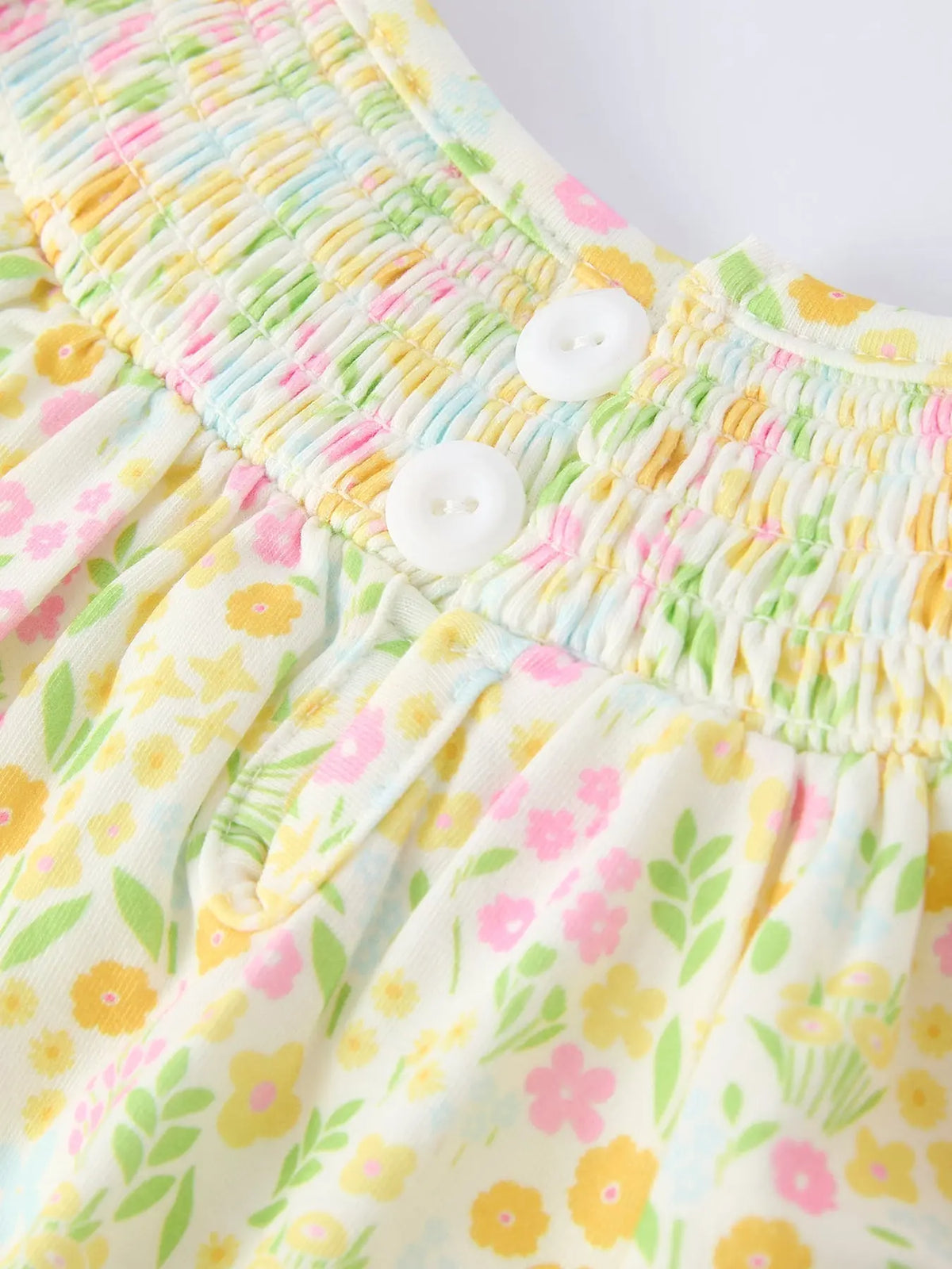 Rylee Faith Designs Spring Floral Smocked Baby Girl Romper - 