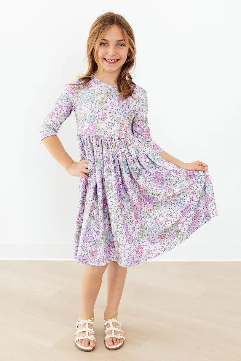 Mila & Rose ® Spring Gardens 3/4 Sleeve Pocket Twirl Dress - 