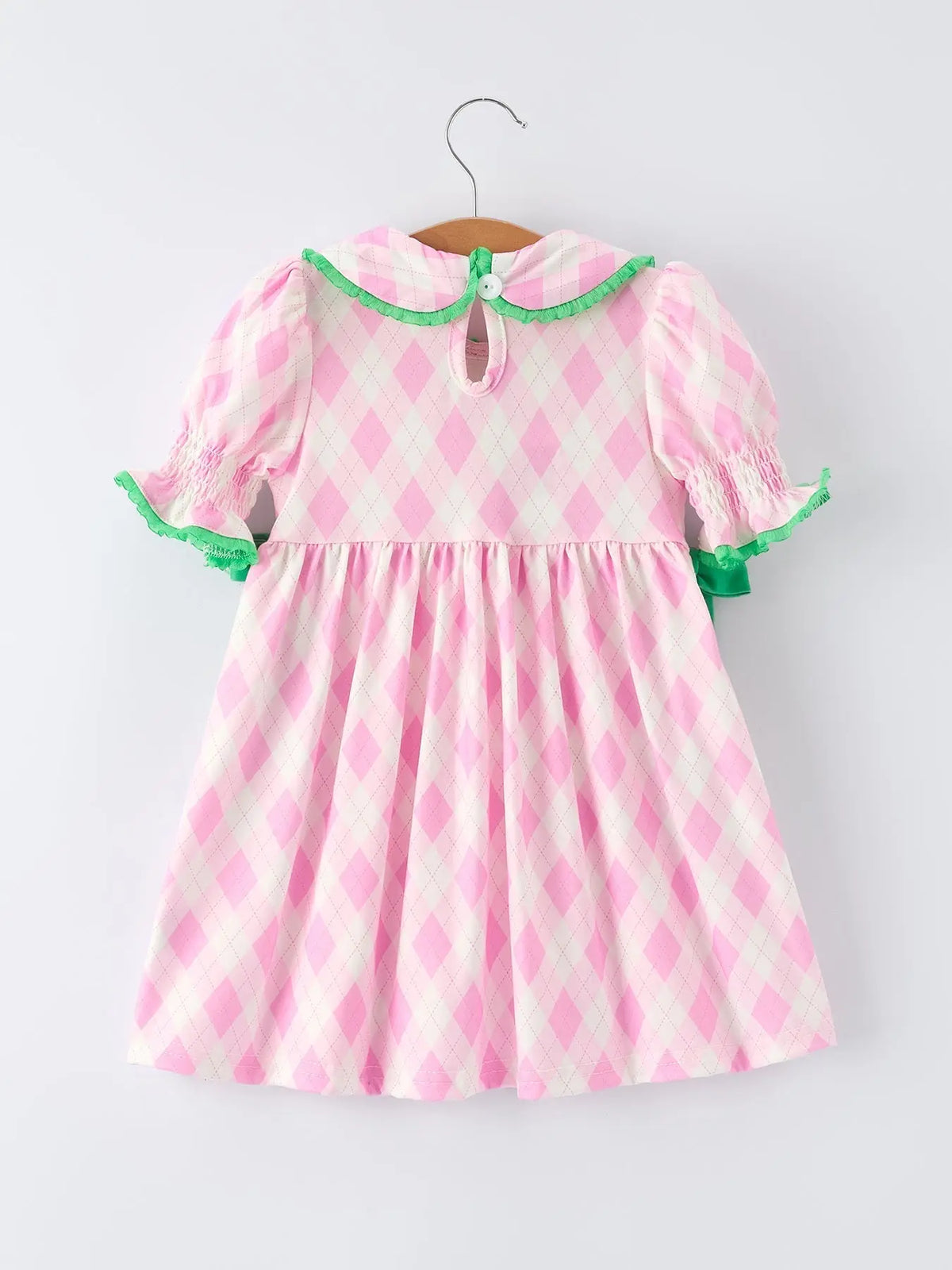 Rylee Faith Designs Spring Golf Embroidered Girls Smocked Bow Dress - 