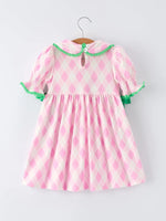 Rylee Faith Designs Spring Golf Embroidered Girls Smocked Bow Dress - 