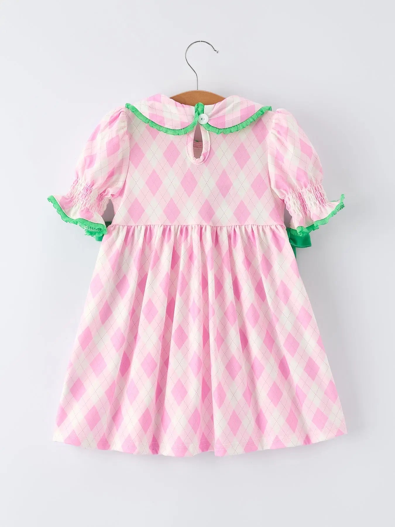 Rylee Faith Designs Spring Golf Embroidered Girls Smocked Bow Dress - 