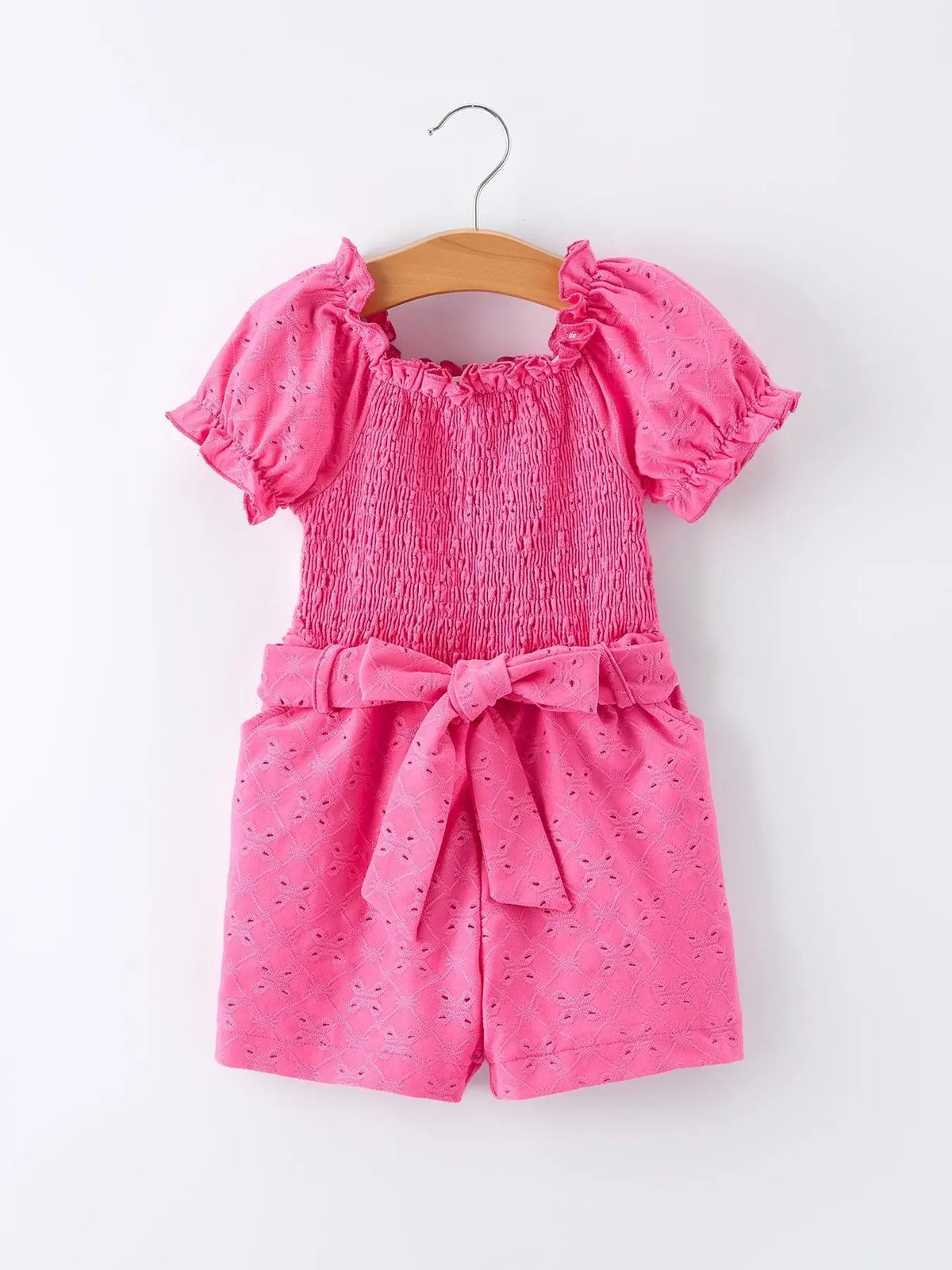 Rylee Faith Designs Spring Hot Pink Short - sleeved Girls Jumpsuit - 