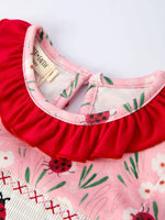 Rylee Faith Designs Spring Ladybug Smocked Embroidered Girls Dress - 