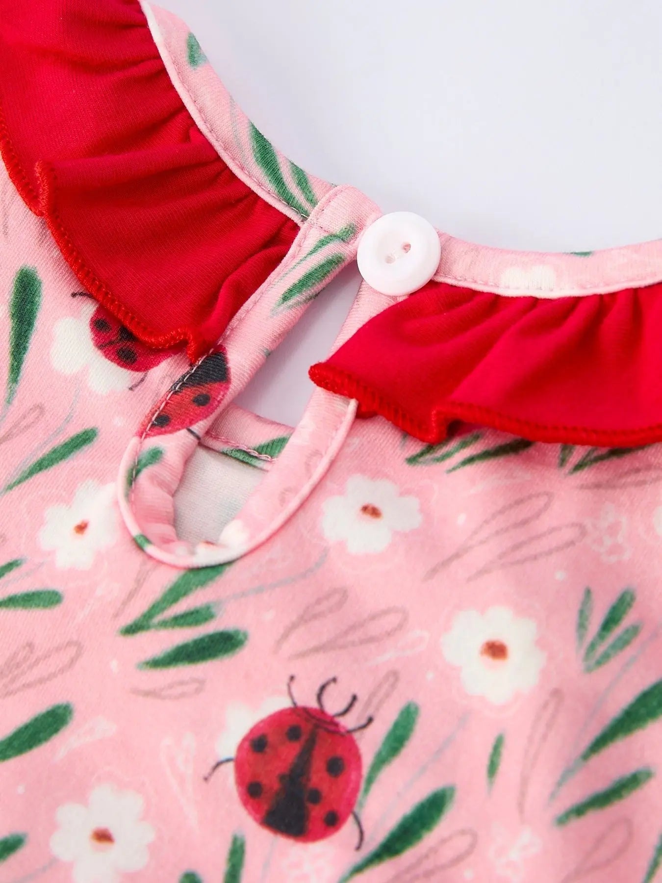 Rylee Faith Designs Spring Ladybug Smocked Embroidered Girls Dress - 