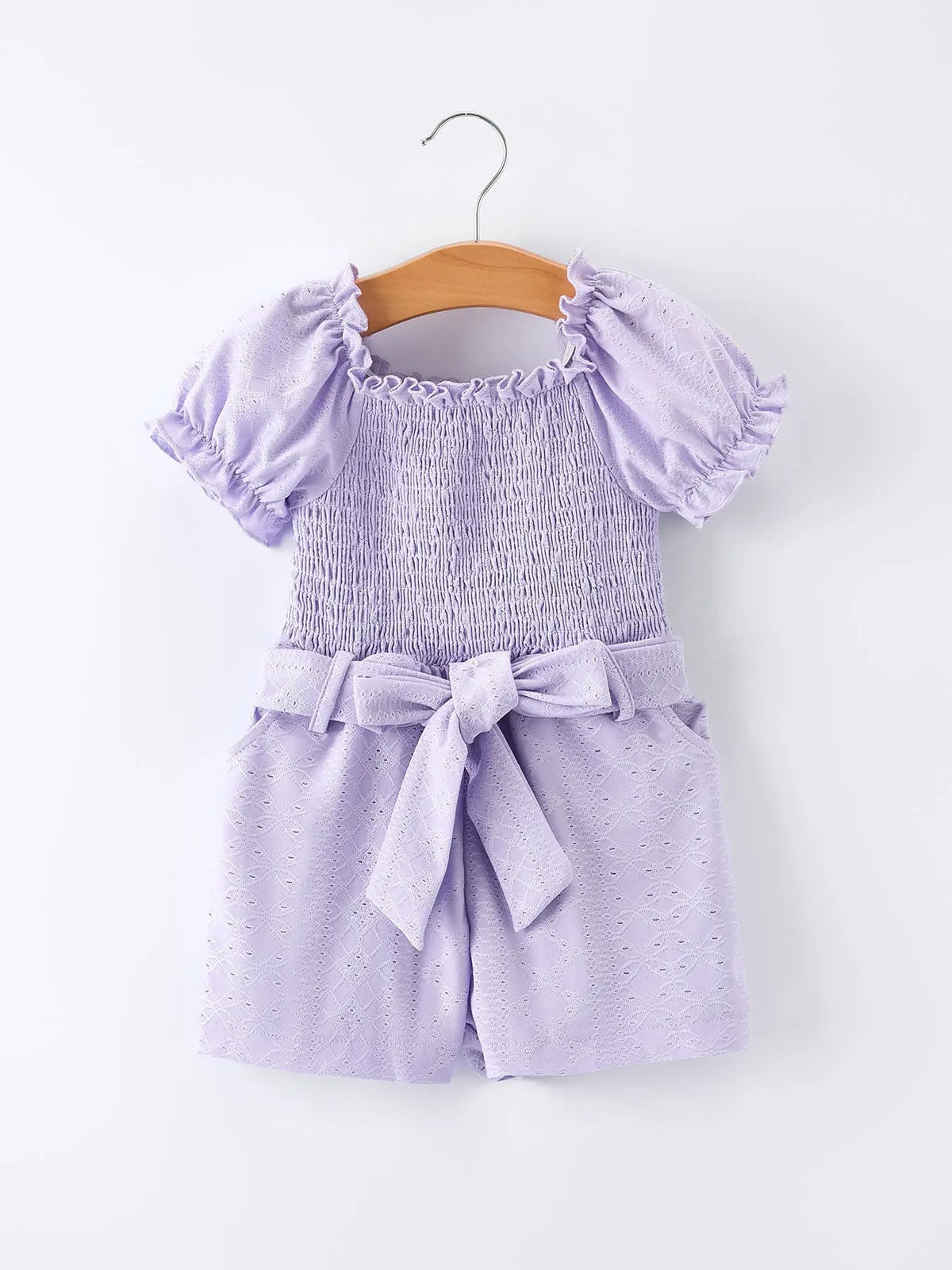 Rylee Faith Designs Spring Purple Short - sleeved Girls Jumpsuit - 