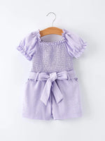Rylee Faith Designs Spring Purple Short - sleeved Girls Jumpsuit - 