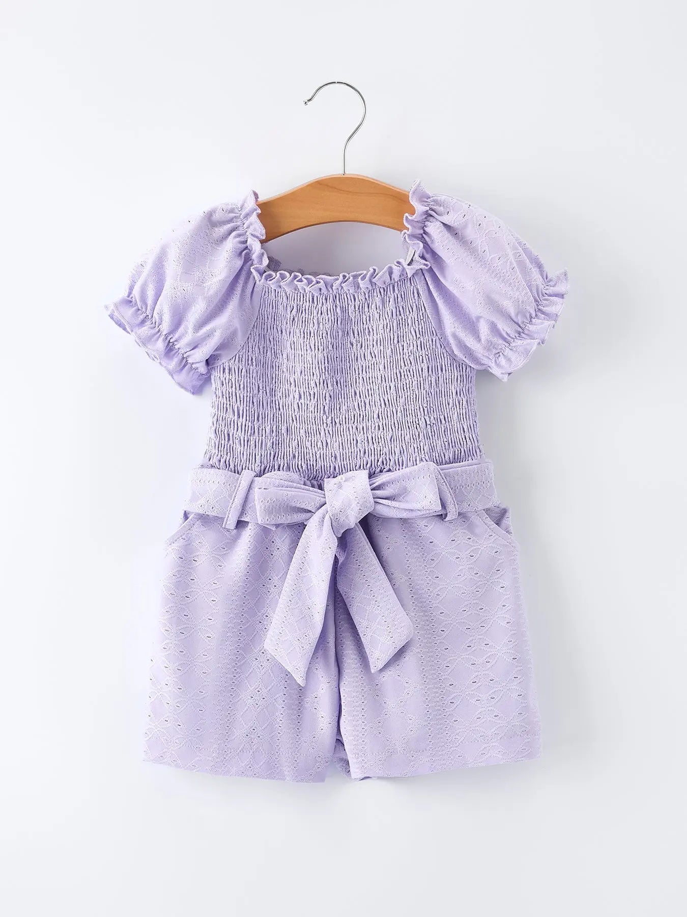 Rylee Faith Designs Spring Purple Short - sleeved Girls Jumpsuit - 
