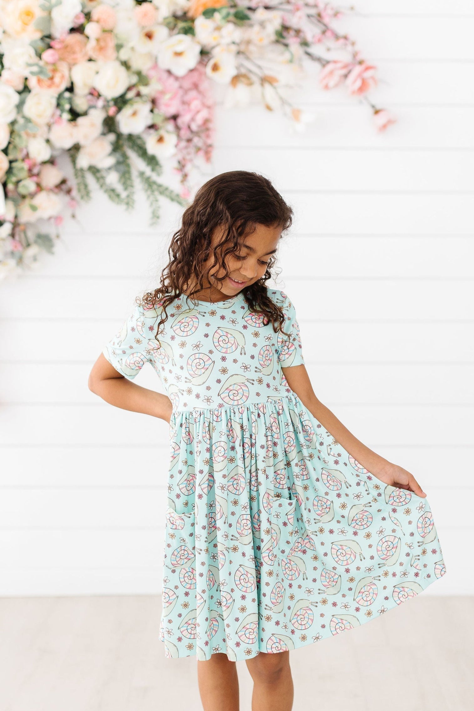 Spring Snails Short Sleeve Pocket Twirl Dress Mila Rose Mila & Rose ® Everetts Place: Online Boutique
