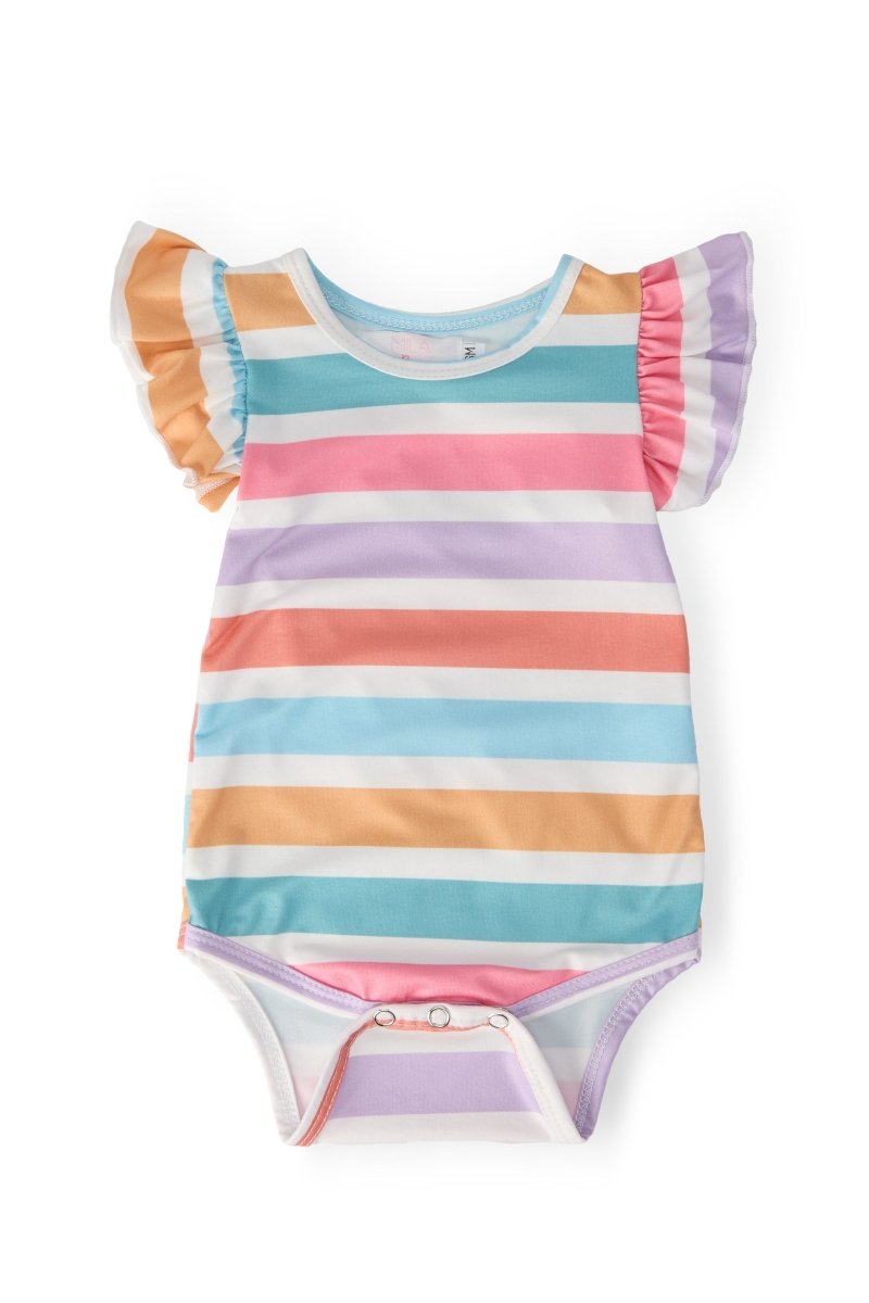 Spring Stripes Flutter Bodysuit for Baby Mila Rose - Everetts Place Boutique - 