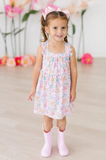 Springtime Bows Ruffle Cross Back Dress For Summer - Everetts Place Boutique - 