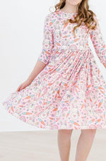 Springtime Bunnies Three Quarter Sleeve Pocket Twirl Dress - Everetts Place Boutique - 