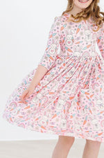 Springtime Bunnies Three Quarter Sleeve Pocket Twirl Dress - Everetts Place Boutique - 
