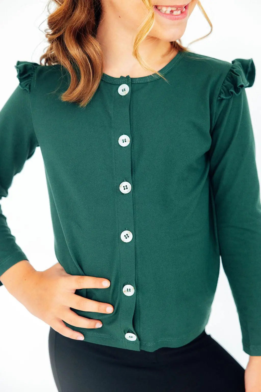 Spruce Ruffle Cardigan for Girls Lightweight Knit Style Mila & Rose ® Everetts Place: Online Boutique