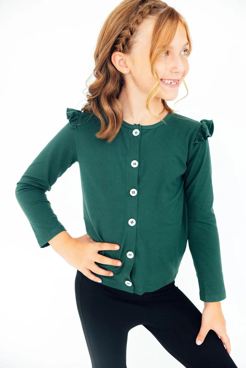Spruce Ruffle Cardigan for Girls Lightweight Knit Style Mila & Rose ® Everetts Place: Online Boutique
