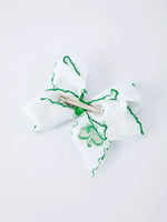 Rylee Faith Designs St. Patrick Shamrock Embroidered Hair Bow – Girls Hair Clip - 