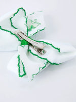 Rylee Faith Designs St. Patrick Shamrock Embroidered Hair Bow – Girls Hair Clip - 