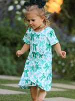Rylee Faith Designs St. Patrick's Day Bow Print Short Sleeves Girls Dress - 
