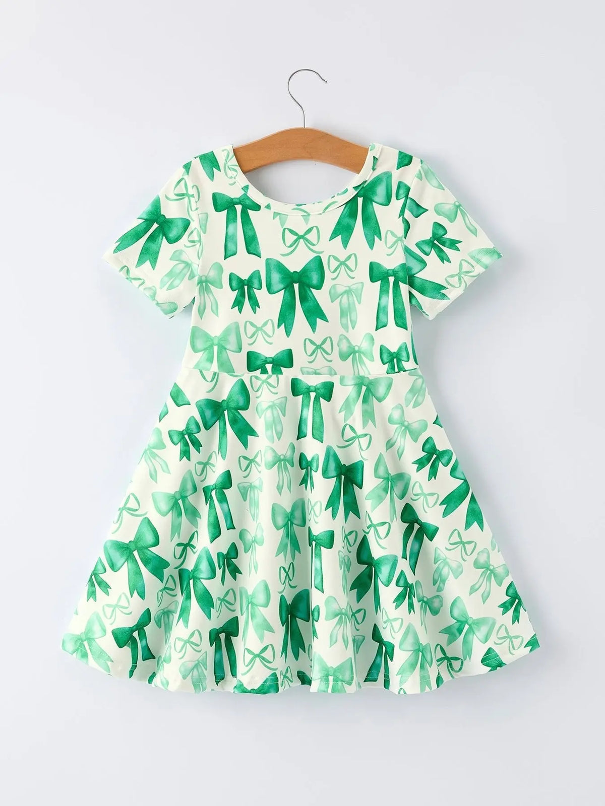 Rylee Faith Designs St. Patrick's Day Bow Print Short Sleeves Girls Dress - 