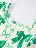 Rylee Faith Designs St. Patrick's Day Bow Print Short Sleeves Girls Dress - 