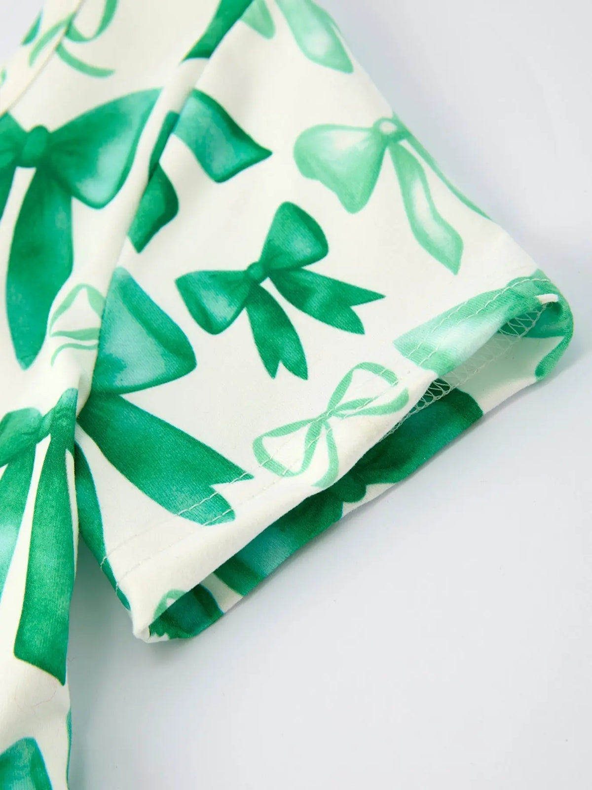 Rylee Faith Designs St. Patrick's Day Bow Print Short Sleeves Girls Dress - 