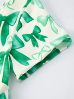 Rylee Faith Designs St. Patrick's Day Bow Print Short Sleeves Girls Dress - 