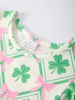 Rylee Faith Designs St. Patrick's Day Bow Shamrock Print Short Sleeves Girls Dress - 
