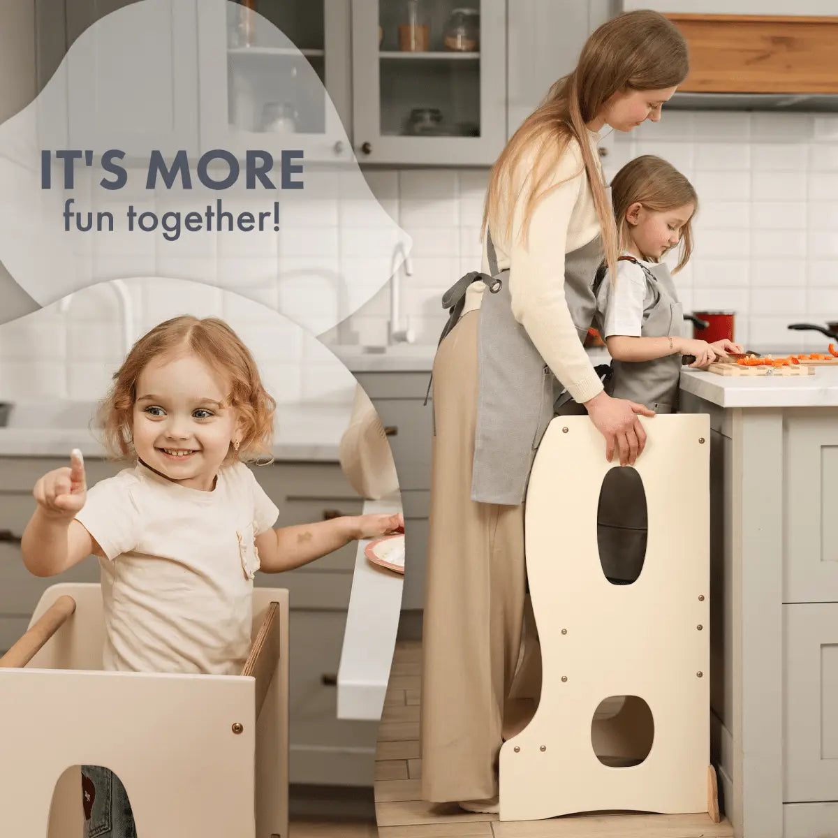 Stable Montessori Learning Tower Wooden Growing Chair Ivory Goodevas Everetts Place: Online Boutique