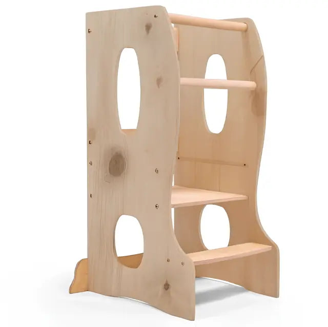Stable Montessori Tower: Wooden Growing Chair - Beige Goodevas 