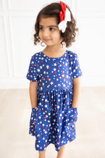 Star Bright Short Sleeve Pocket Twirl Dress For Girls Mila & Rose ® Everetts Place: Online Boutique