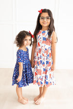 Star Bright Short Sleeve Pocket Twirl Dress For Girls Mila & Rose ® Everetts Place: Online Boutique