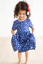Star Bright Short Sleeve Pocket Twirl Dress For Girls Mila & Rose ® Everetts Place: Online Boutique