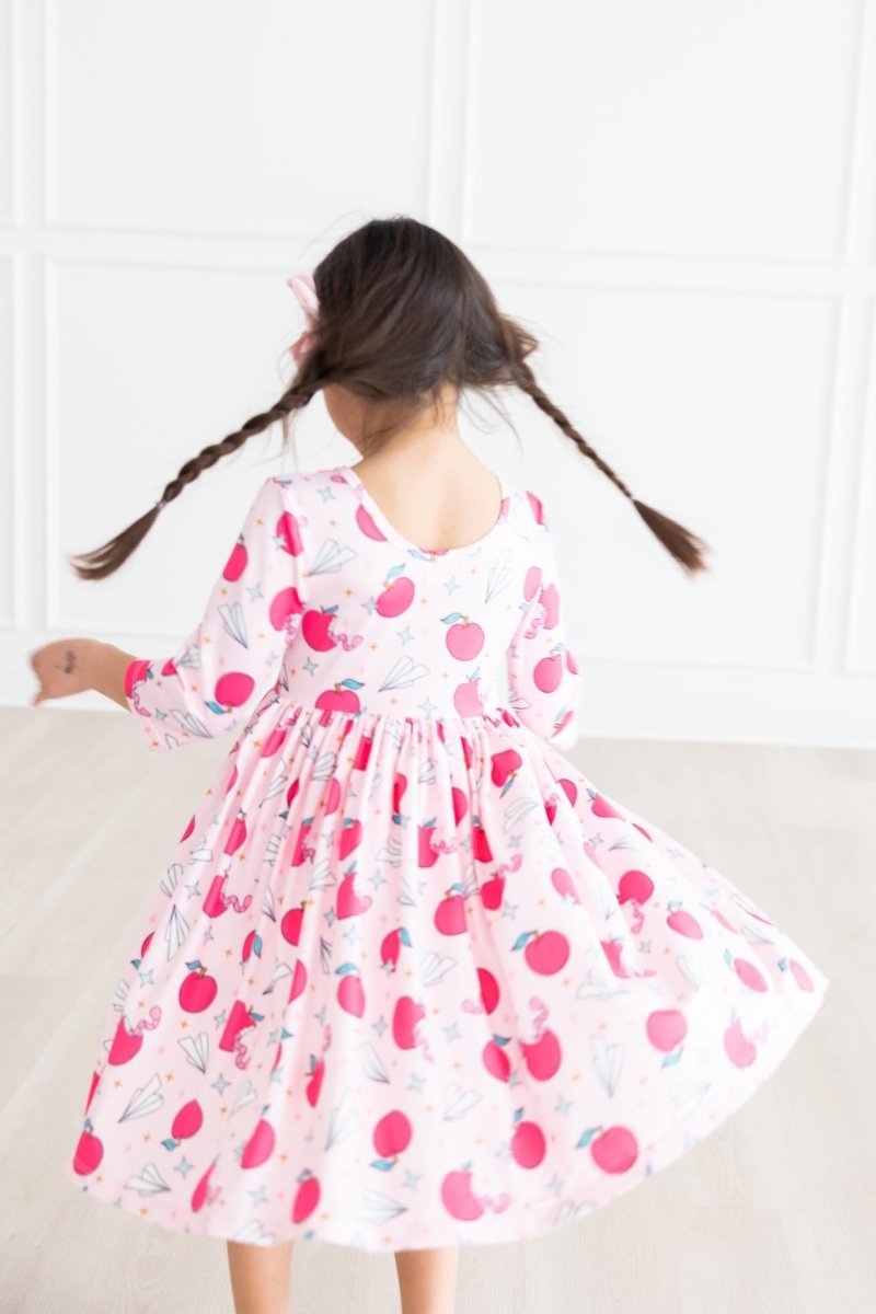 Star Student Twirl Dress With Pocket Three Quarter Sleeve - Everetts Place Boutique - 